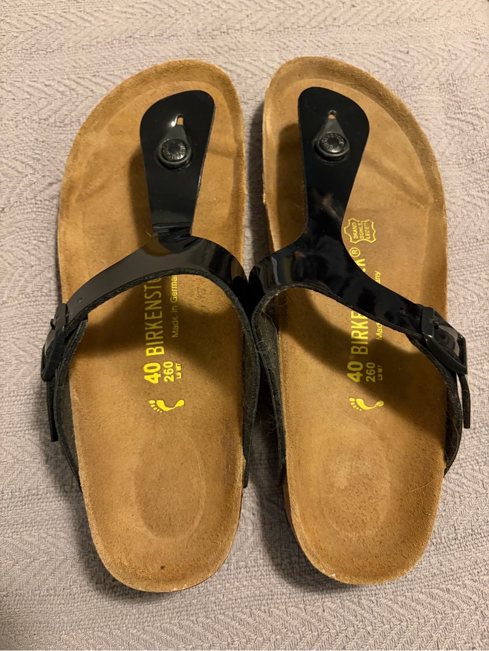 Birkenstock Arizona Black Patent Sandals, Size 9 40N
